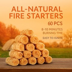 60 pcs Fire Starter – Natural Fire Starters for Campfires, 60 PSC Fire Starter