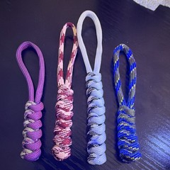 Braided Paracord Lanyard Keychain Loops, Multicolor Variety, 4 Pack Set