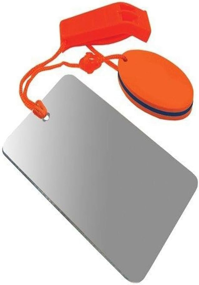 Find-Me Signal Mirror & Hear-Me Floating Whistle Combo with Three Wilderness Ess