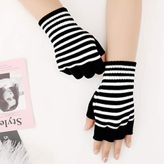 Unisex Stretchy Fingerless Hand Warmer Skeleton Gloves Black