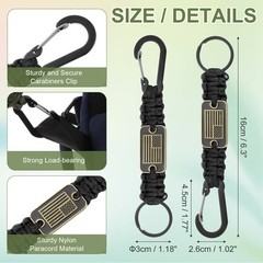 Paracord Keychain Carabiners Clip, 2Pcs& 19.7/6″ & Black