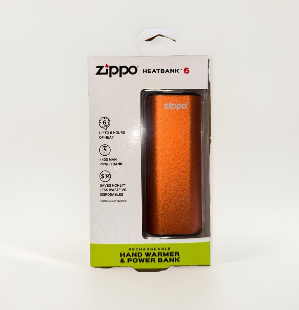Zippo 40614 Heatbank 6 Rechargeable Hand Warmer & Power Bank USB Compatible New