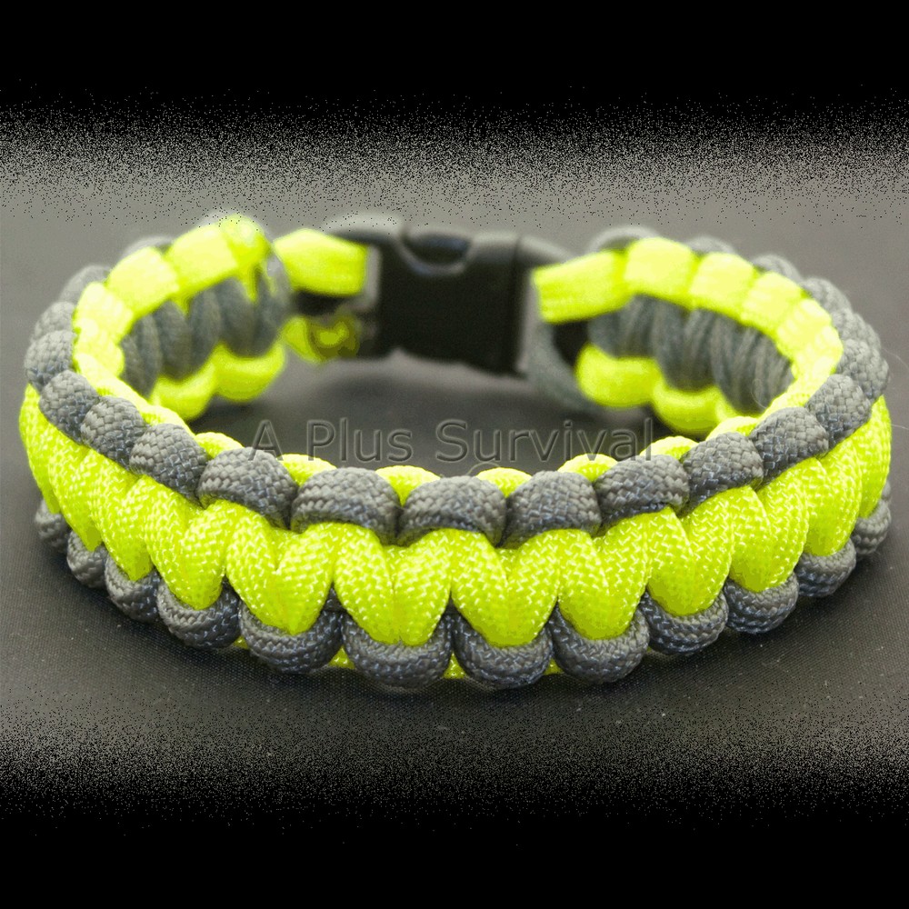 Foliage Green & Neon Yellow Paracord Emergency Survival Rope Bracelet Made USA