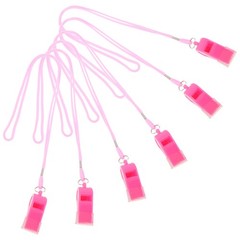 6 Pcs New Years Eve Party Whistles Pink Loud 120db Plastic with Lanyard Sports