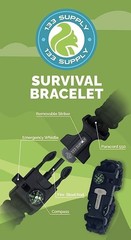 133 SUPPLY Tactical Paracord Compass Hiking Survival Bracelet One Size, Black