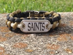 New Orleans Saints Paracord Bracelet w/ NFL Dog Tag and Metal Buckle. AWESOME!!!