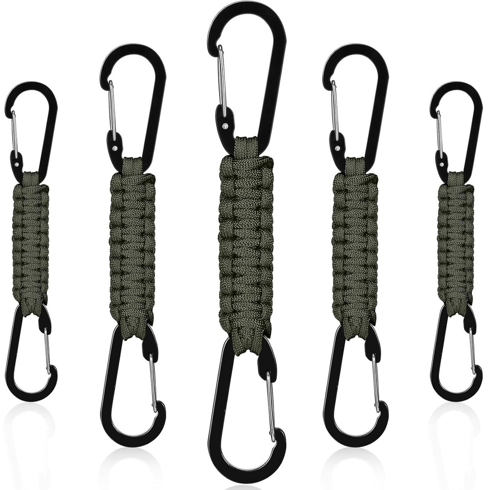 Paracord Keychain Carabiner Clip Braided Lanyard Water Bottle Holder 5 Pc
