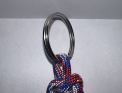 Paracord Red, White, & Blue Cross Keychain 4” X 3”