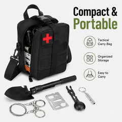 Emergency Survival First Aid Kit 15-in-1 Axe Folding Shovel Camping Hiking Gear
