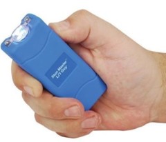 Police Blue Stun Gun Self Defense 60 Mi Vol Rechargeable FLASHLIGHT Home Protect