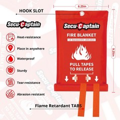 SecuCaptain Emergency Fire Blanket for Home and Kitchen 2 Pack 40 x40 Flame