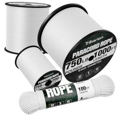 Paracord Rope 750 lb – 5/32″ Parachute Cord 4MM 12-Strand para Cord 200ft White