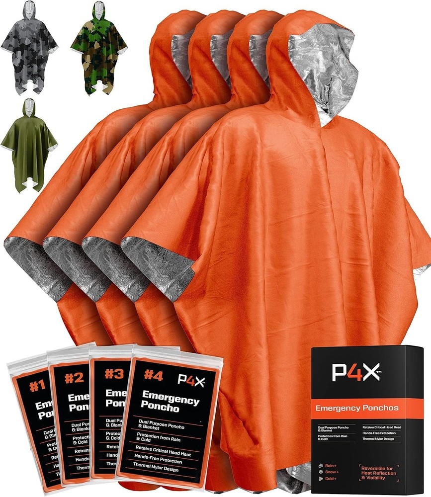 Emergency Poncho and Mylar Blanket Liner – Waterproof, Wind-Resistant Outdoor Ra