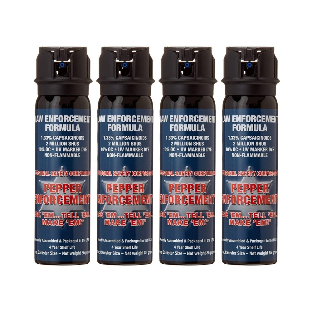 Pepper Enforcement 4-PACK Splatter Stream Pepper Spray 4 oz Police Grade Defense