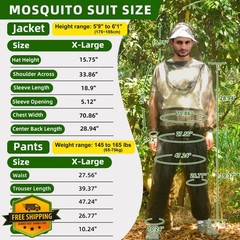 gumkeg Mosquito Suit XL Pants Jacket Hooded Body Net
