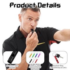 7 Pcs Attention Whistle with Key Chain, Aluminum Extra Loud Whistle Key Chain