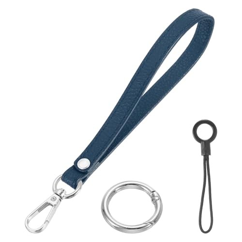 Wristlet Strap Keychain Wristlet Lanyard Hand Strap Dark Blue/Silver