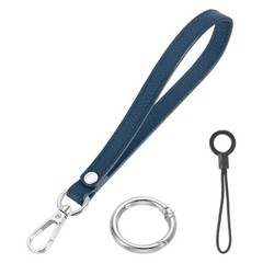 Wristlet Strap Keychain Wristlet Lanyard Hand Strap Dark Blue/Silver