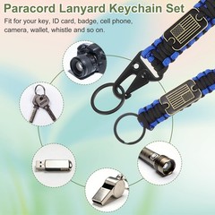 Paracord Keychain Carabiners Clip, 2Pcs& 19.7/6″ & Blue and Black
