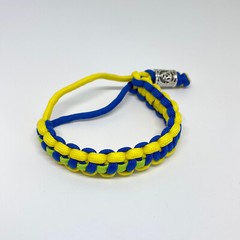 Paracord bracelet. Adjustable size. Blue, Yellow and Green. Made in US.