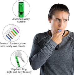 12 Pcs Emergency Whistle Aluminum Safety Survival Keychain for Camping Hiking