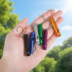 12 Pcs Aluminum Emergency Whistle with Key Chain for Outdoor Sports Hunting