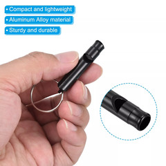 2x Emergency Outdoor Metal EDC Safety Whistles with Keyring, Black, Ships Free.