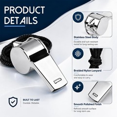 MySHUCE 200 Pcs Stainless Steel Whistle with Lanyard