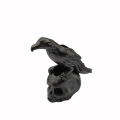 Raven Skull Brass Knife Bead Crow EDC DIY Paracord Woven Bracelet Lanyard Black