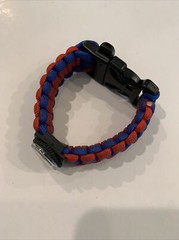 Paracord Survival Bracelet with Compass & Whistle Red & Blue Adventure Bracelet