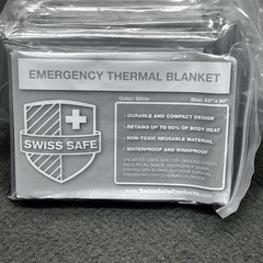 NEW Swiss Safe Silver Emergency Thermal Blanket – Lot Of 25 Blankets – 52” x 82”