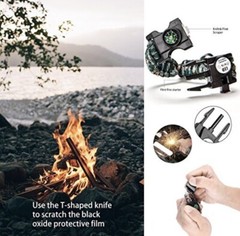 Paracord Survival Bracelet 20in1 Gear Kit Multi-Tool SOS Fire Starter..Navy Blue