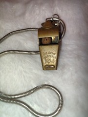 antique brass whistl ACME THUNDERER GEMSCO with chain