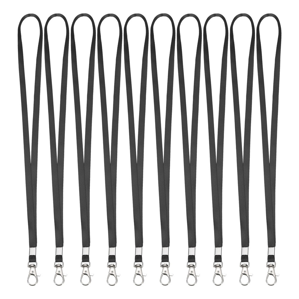 10Pcs 16.9″ Polyester Flat Lanyard with Lobster Clasp for Office, Black