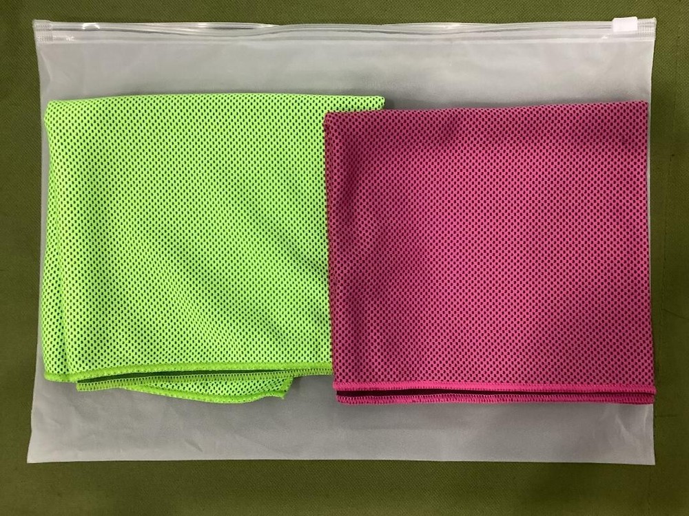 Cooling Towel 40 x 12 Ice Towel, Microfiber Towel Green and Red Color Pair C5