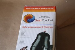 SunRocket Solar Water Heater & Thermos, Heat Water Anywhere! New In Box 1714