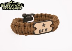 BRAVO COMPANY SURVIVAL STRAPS SURVIVAL PARACORD BRACLET, COYOTE BROWN