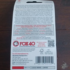Fox 40 Classic Marine Orange Safety Whistle 115 dB Pealess With Lanyard BinA