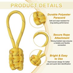8Pcs Reflective Paracord Zipper Pull, 85 mm Length for Backpacks, Yellow