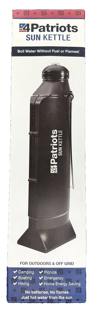 NIB 4 Patriots Sun Kettle Solar Water Heater Boil Water Camping Outdoors Thermos