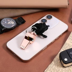 2 Pack Stainless Steel Rose Gold Whistle with Lanyard, Loud Crisp Sound Referee