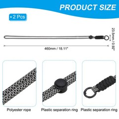 2 Pcs Paracord Lanyard Necklace, Lanyard with Split Ring, Black & White