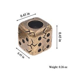 Brass Cube Dice Paracord Beads,2PCS Retro EDC Tools Lucky Charms Pendant for …