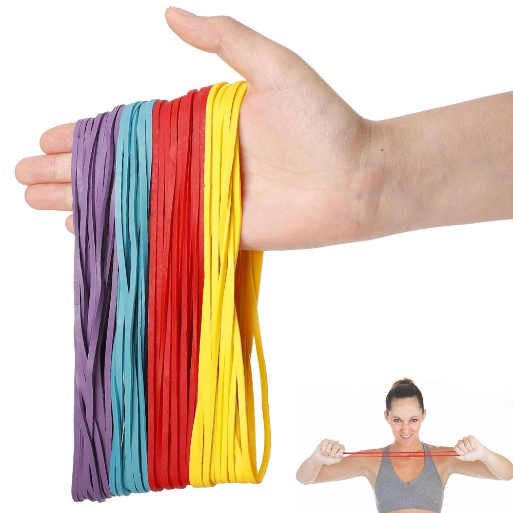 120 Pieces Extra Large Rubber Bands, Heavy-duty Red Yellow Blue Purple