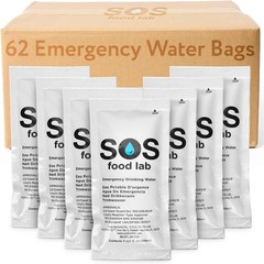 Emergency Water Pouches – 2 Gallons (62 Count) – Triple Purified, UV Sterilized