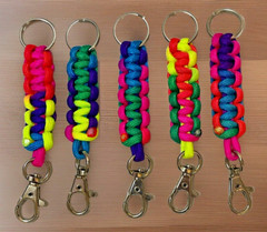 Rainbow PRIDE Keychain Paracord Metal Clip & Ring 550 Cord Handmade LOT OF 5