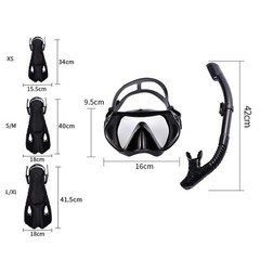 Snorkeling Set: Adjustable Mask, Dry Top Snorkel & Fins for Ultimate Comfort!
