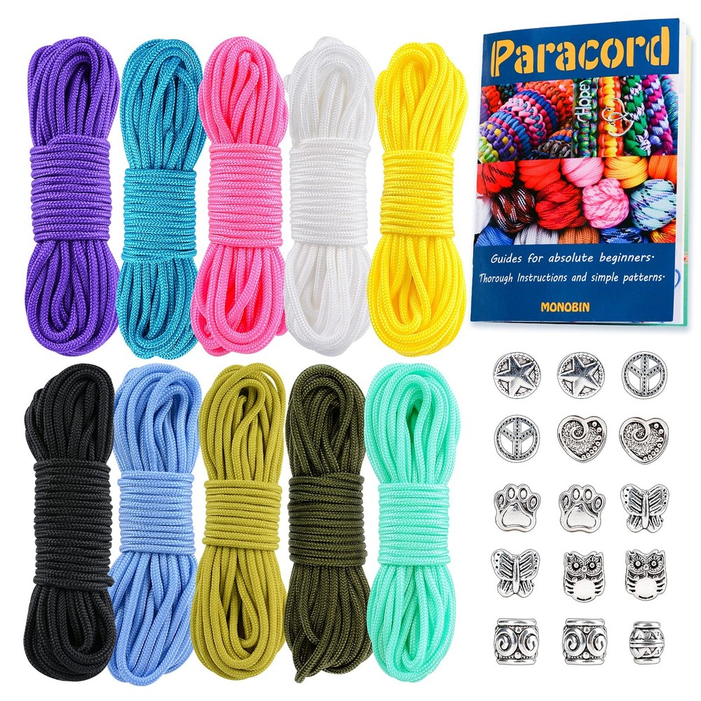 Micro Paracord Kit with Instructions, 10 Colors 20FT 2MM Paracord Combo Kit w…