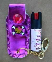 Hello Kitty pepper spray 1/2oz police bling pk crystal nail keychain defense
