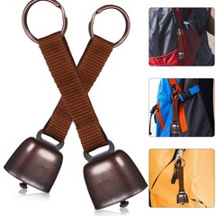 2Pcs Small Iron Bear Bells with Nylon Webbing Loud Durable Bear Warning Bells